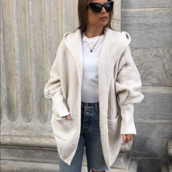 Cream Chunky Knit Hoodie Cardigan - Willow - Picture 4 of 8